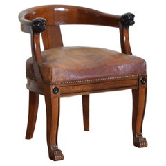 French Empire Revival Mahogany and Ebonized Desk Chair, Last Quarter 19th Cen.
