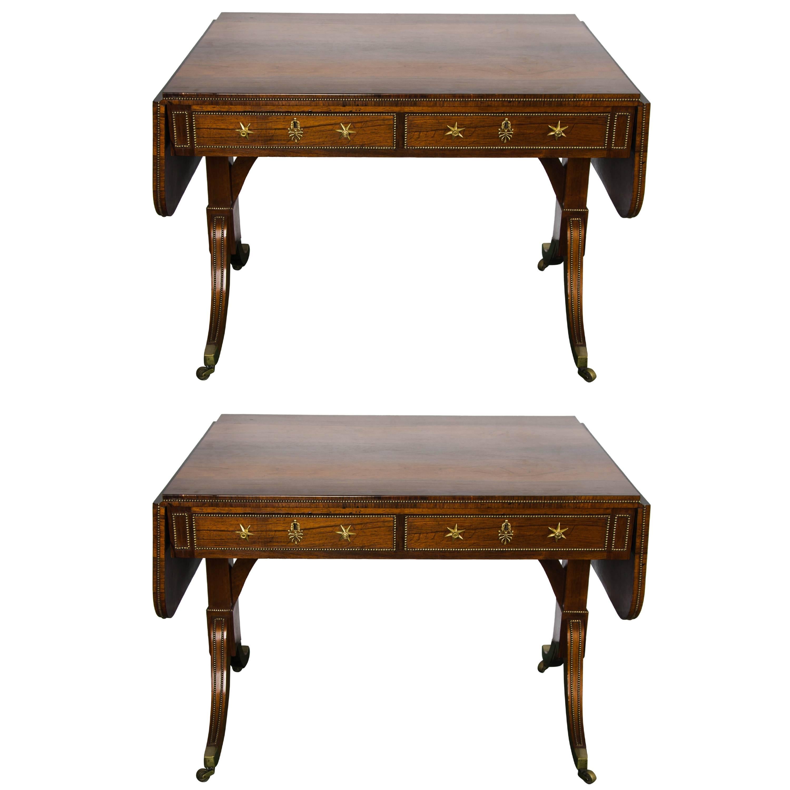 Pair of Regency Period Rosewood Sofa Tables For Sale