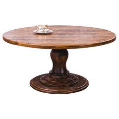 Round Solid Teak Pedestal Table in Smooth Autumn