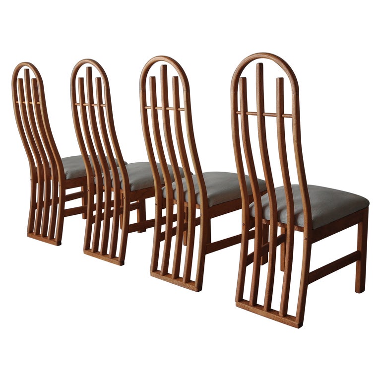 Set of 4 Architectural Oak Dining Chairs For Sale at 1stDibs