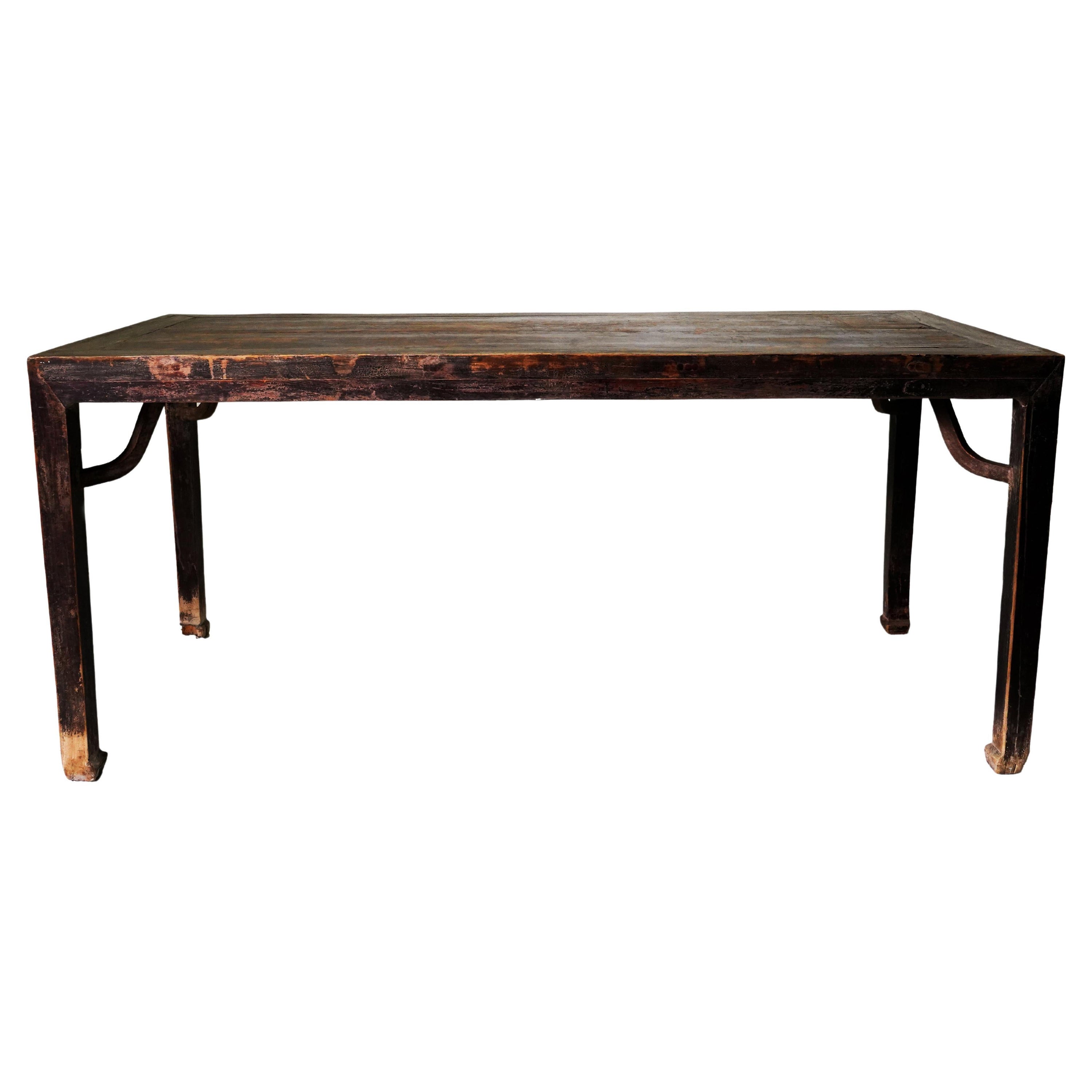 C. 1850 Ming Style Chinese Painting Table with Horse Hoof Legs For Sale