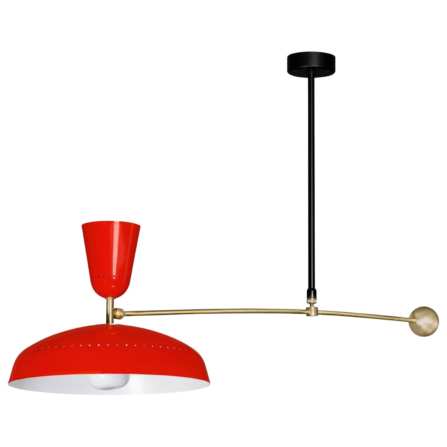 Large Pierre Guariche 'G1' Suspension Lamp for Sammode Studio in Red