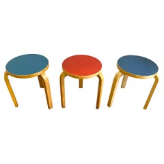 Set of 3 Alvar Alto Stool 60 by Artek, Finland