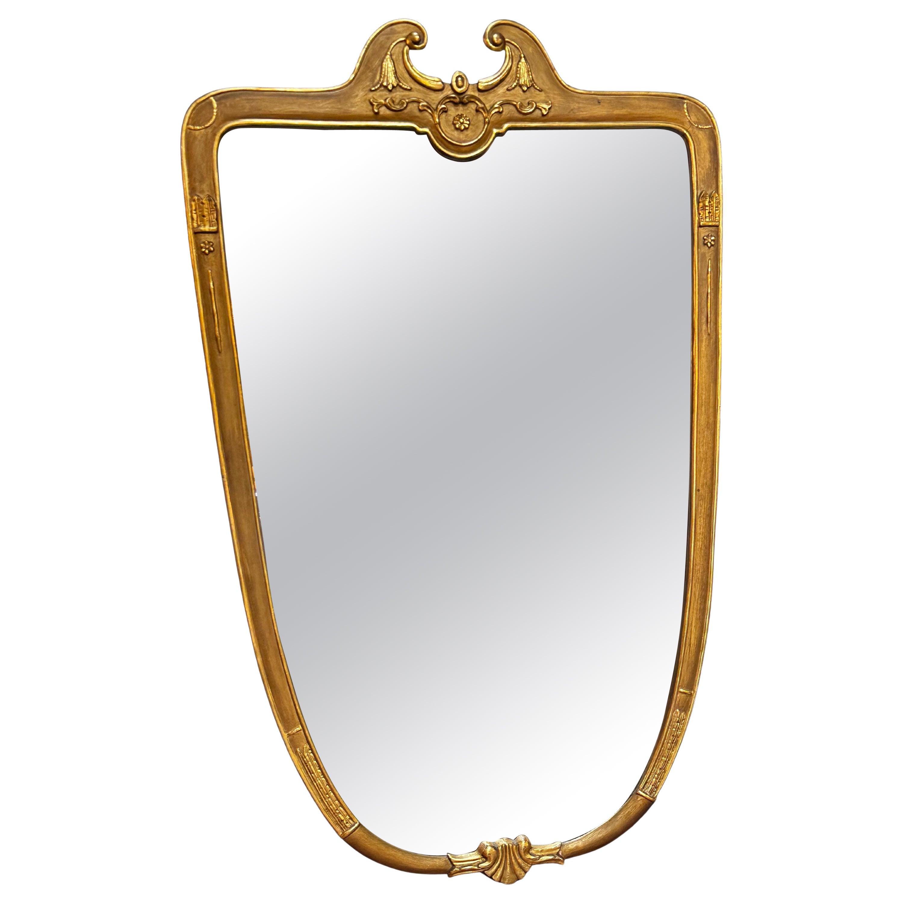Venetian Wood Oversize Italian Mirror, 1950s For Sale