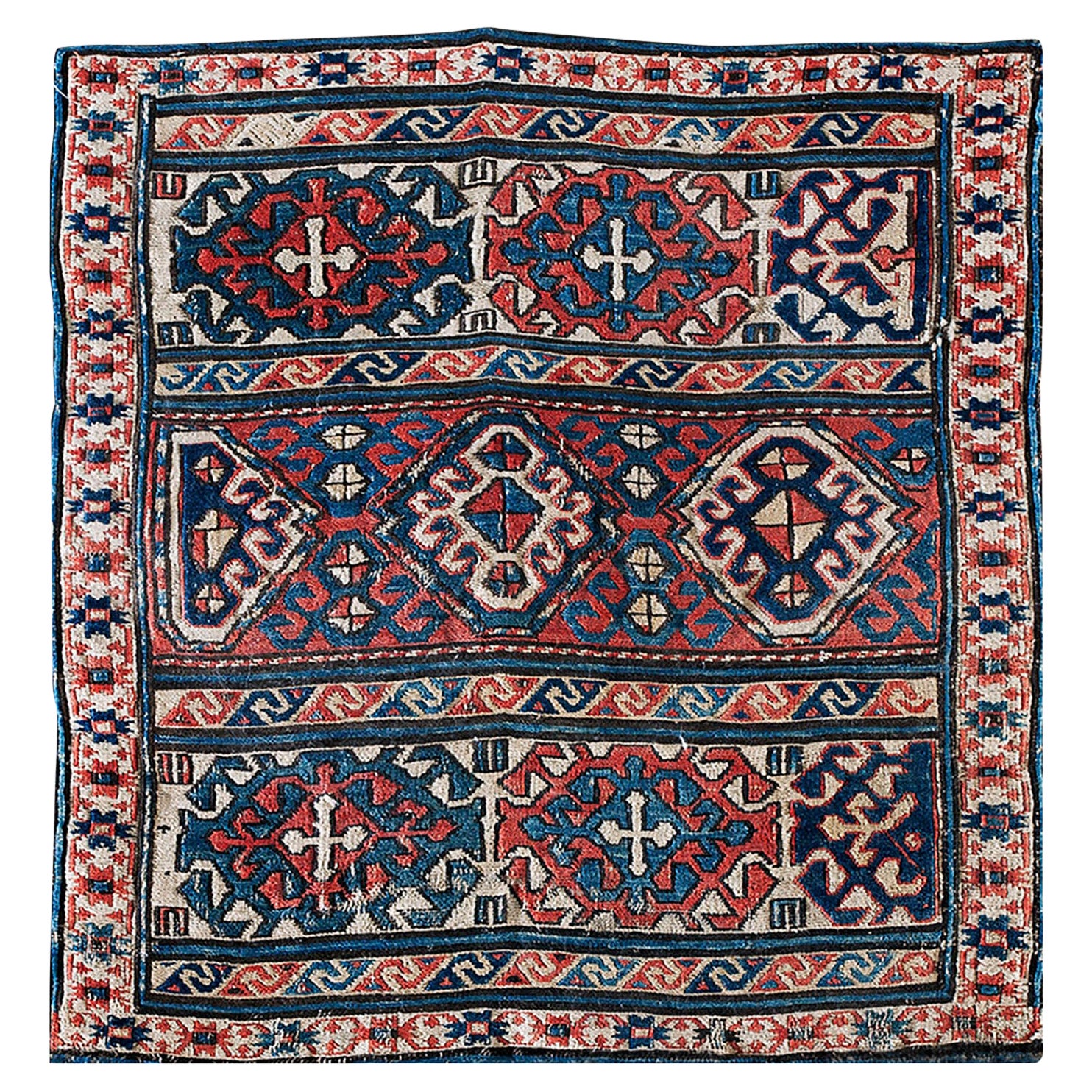 19th Century N.W. Persian Sumak ( 1'10" x 1'10" - 56 x 56 ) For Sale