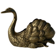Retro Petite Brass Swan Planter