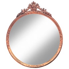 Round Mirror in Coral with Flowers