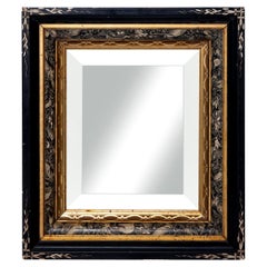 Miroir victorien Eastlake biseauté noir et or à larges coupes