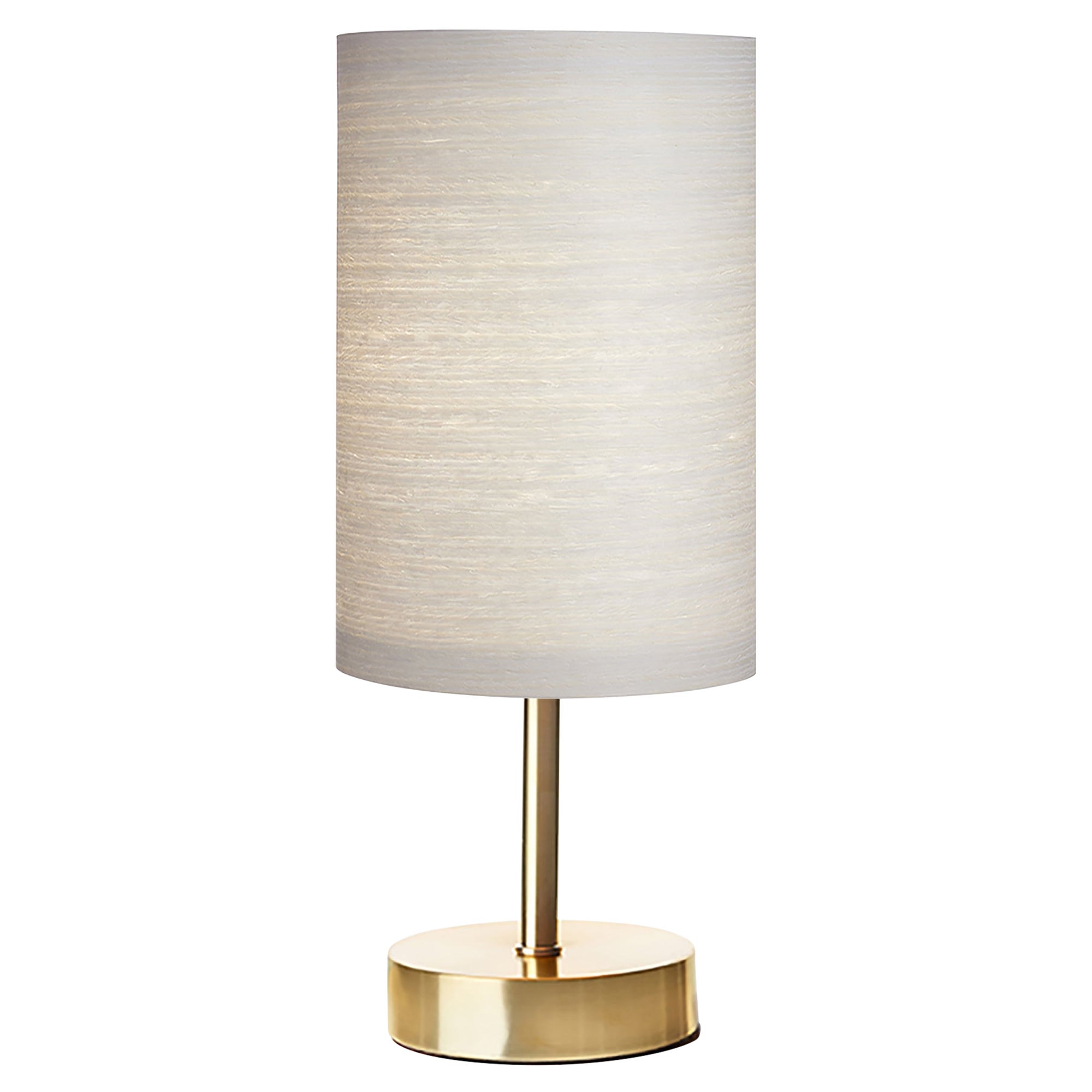 Serret MidCentury Grey Tay Wood Veneer Table Lamp with Brushed Brass