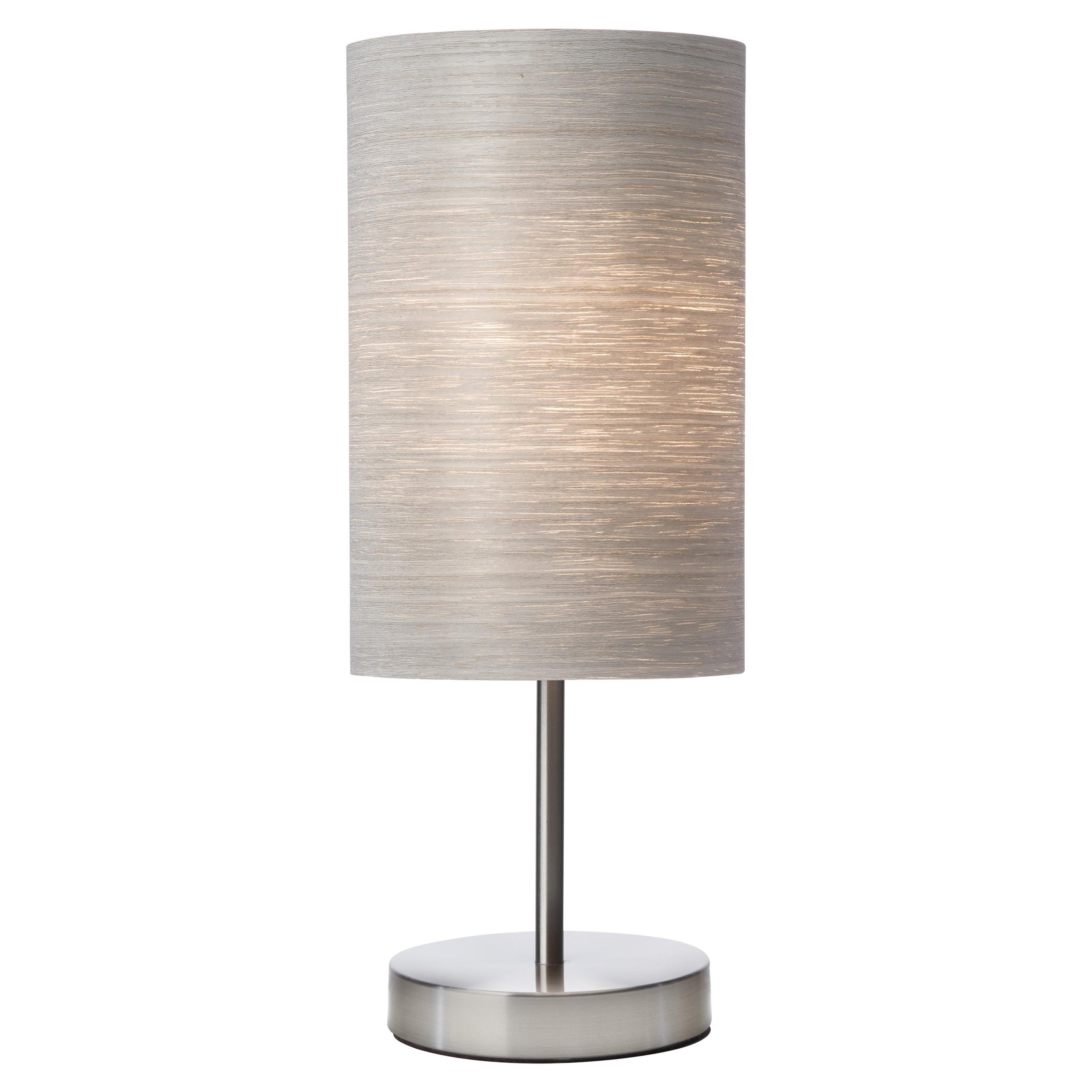 Serret Mid-Century Modern Cypress Wood Veneer Table Lamp with Brushed ...