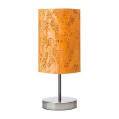 Serret Modern Karelian Burl Veneer Table Lamp with Brushed Steel