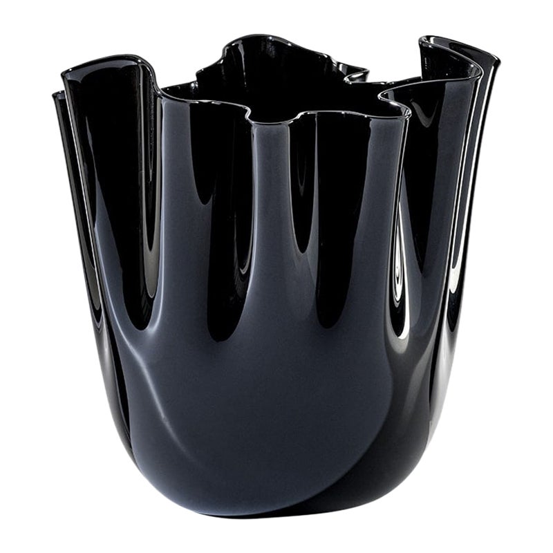 21st Century Fazzoletto Small Glass Vase in Black by Fulvio Bianconi E Paolo For Sale