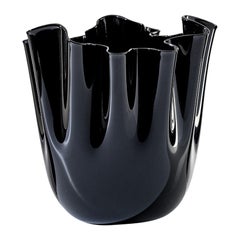 21st Century Fazzoletto Small Glass Vase in Black by Fulvio Bianconi E Paolo