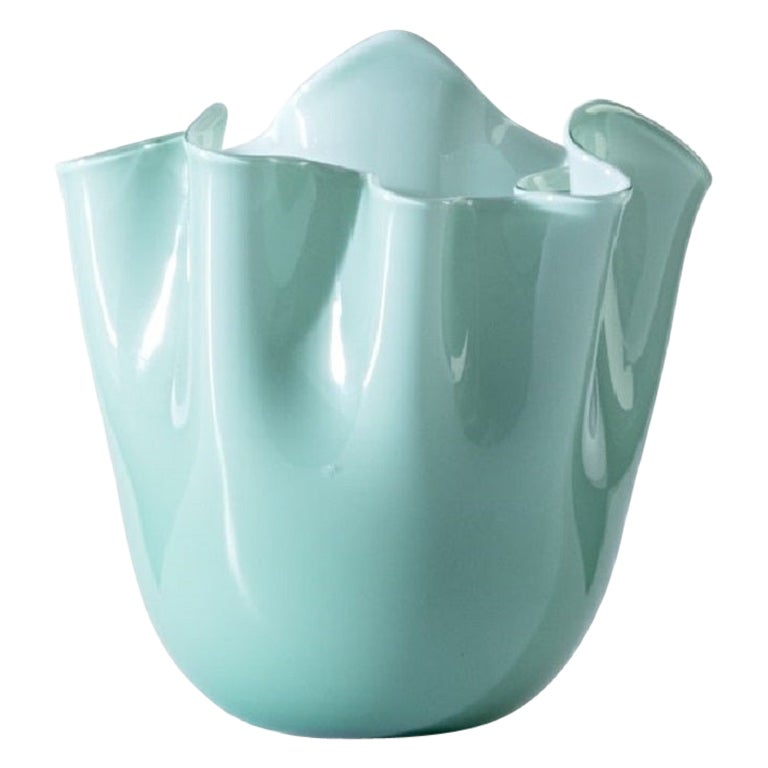 21st Century Fazzoletto Small Glass Vase in Green Rio by Fulvio Bianconi E Paolo For Sale