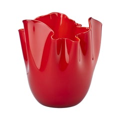 21st Century Fazzoletto Small Glass Vase in Red by Fulvio Bianconi E Paolo