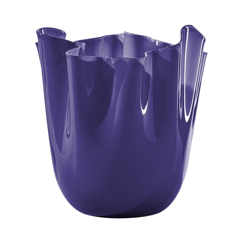 21st Century Fazzoletto Small Glass Vase in Indigo by Fulvio Bianconi E Paolo For Sale