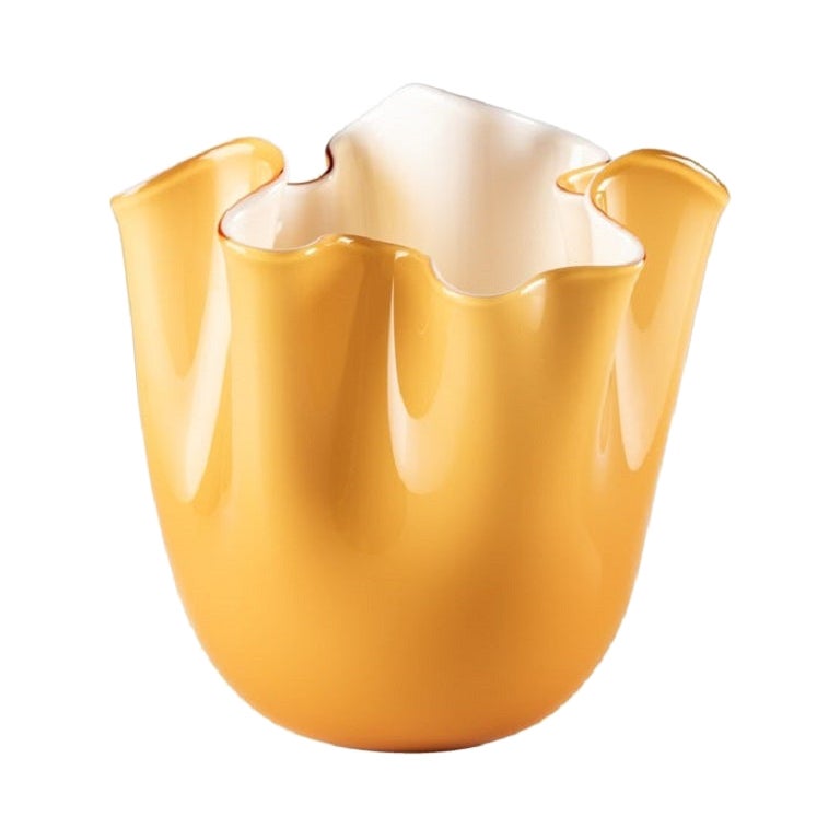 21st Century Fazzoletto Small Glass Vase in Amber by Fulvio Bianconi E Paolo For Sale