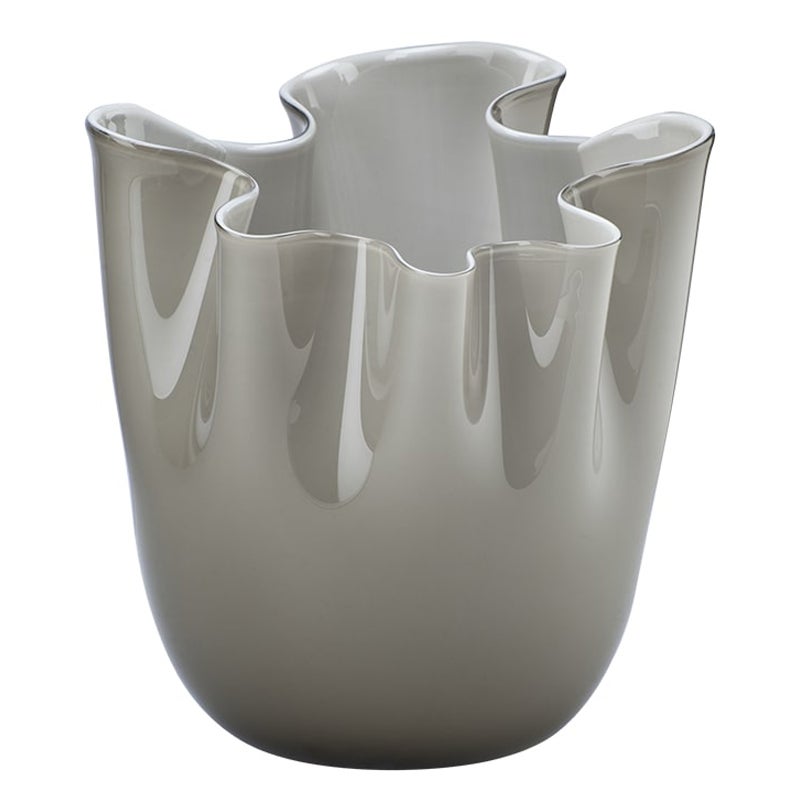 21st Century Fazzoletto Small Glass Vase in Grey by Fulvio Bianconi E Paolo For Sale