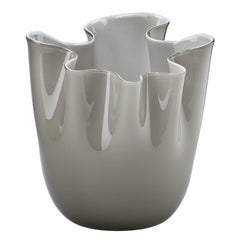 21st Century Fazzoletto Small Glass Vase in Grey by Fulvio Bianconi E Paolo
