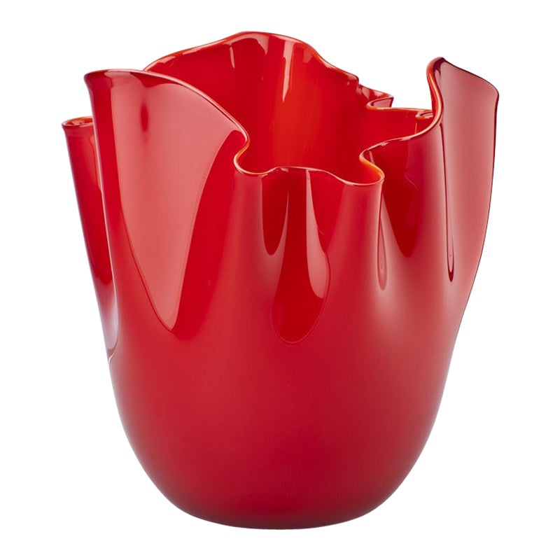 21st Century Fazzoletto Medium Glass Vase in Red by Fulvio Bianconi E Paolo For Sale