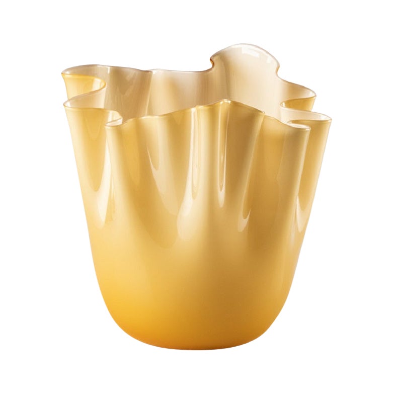 21st Century Fazzoletto Medium Glass Vase in Amber by Fulvio Bianconi E Paolo For Sale