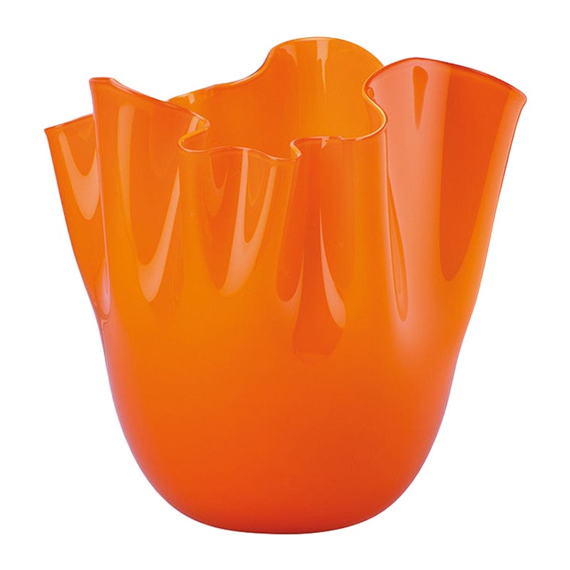 21st Century Fazzoletto Medium Glass Vase in Orange by Fulvio Bianconi E Paolo For Sale