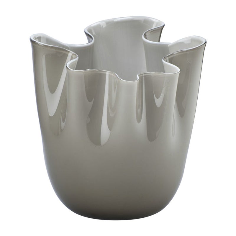 21st Century Fazzoletto Medium Glass Vase in Grey by Fulvio Bianconi E Paolo