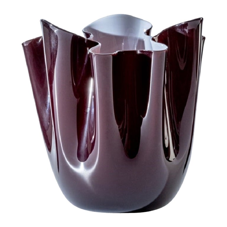 21st Century Fazzoletto Large Glass Vase in Blood Red/Rosa Cipria For Sale