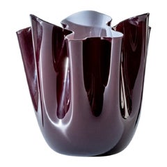 21st Century Fazzoletto Large Glass Vase in Blood Red/Rosa Cipria