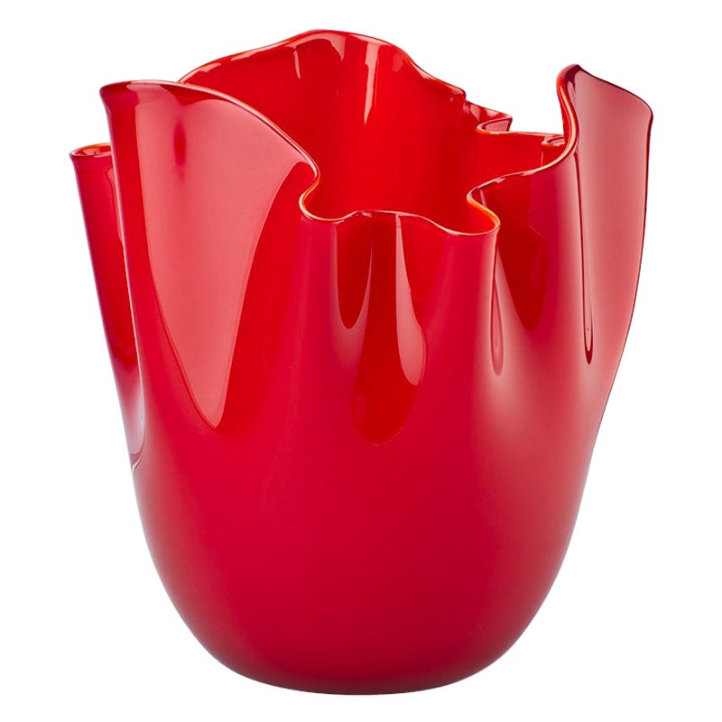 21st Century Fazzoletto Large Glass Vase in Red by Fulvio Bianconi E Paolo