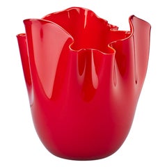 Grand vase en verre Fazzoletto rouge du 21e siècle par Fulvio Bianconi E Paolo