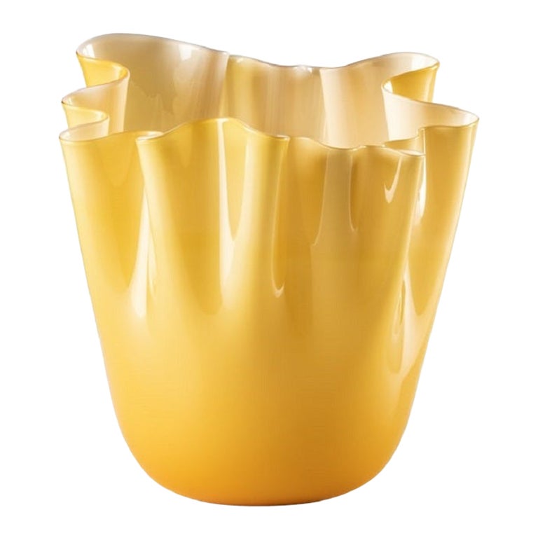 21st Century Fazzoletto Large Glass Vase in Amber by Fulvio Bianconi E Paolo For Sale