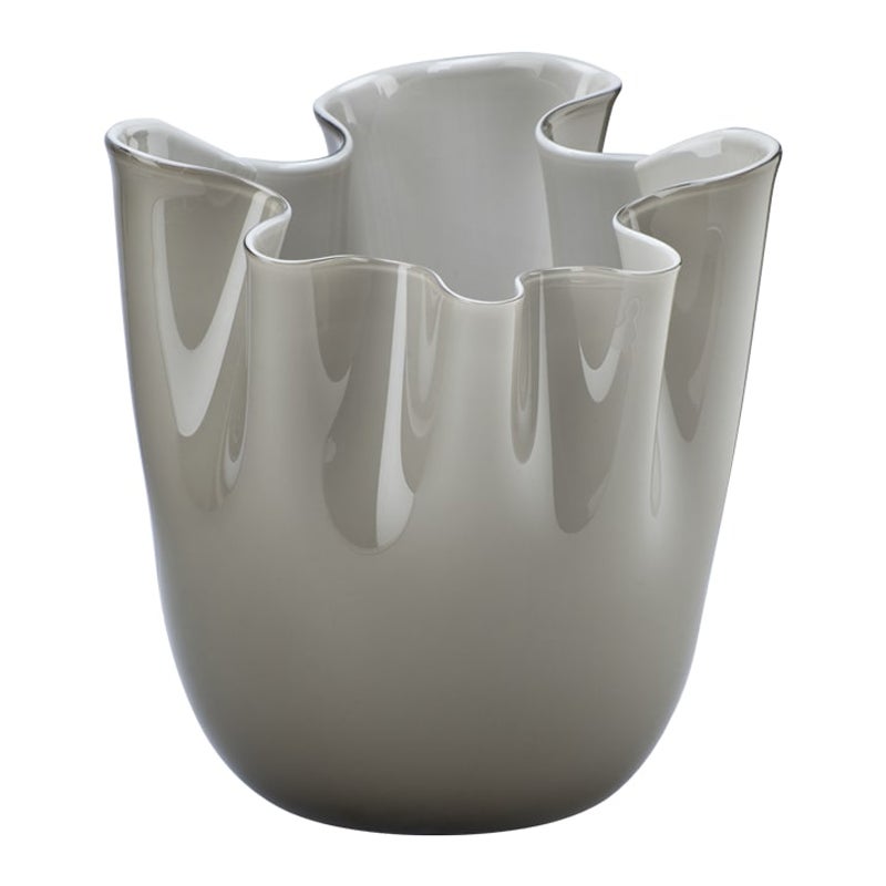 21st Century Fazzoletto Large Glass Vase in Grey by Fulvio Bianconi E Paolo For Sale