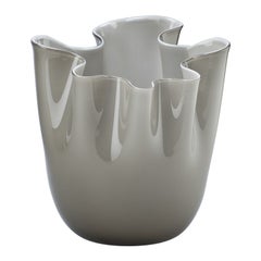 21st Century Fazzoletto Large Glass Vase in Grey by Fulvio Bianconi E Paolo