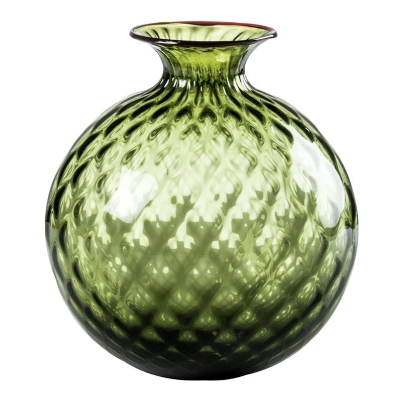 21st Century Monofiori Balloton Extra Small Glass Vase in Apple Green by Venini For Sale