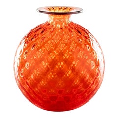 Très petit vase en verre Monofiori Balloton orange/rouge du 21ème siècle par Venini