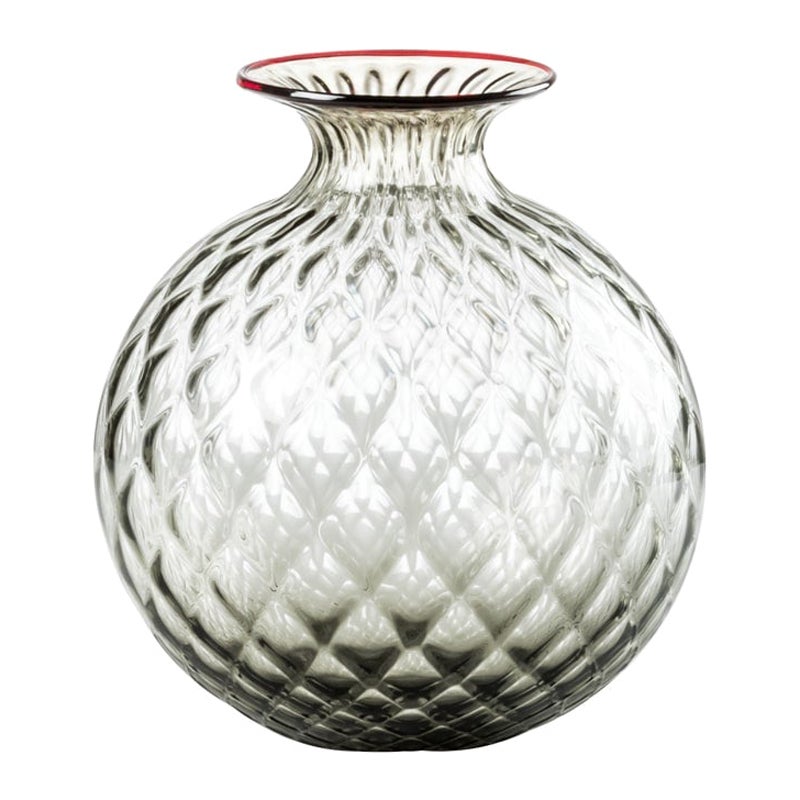21st Century Monofiori Balloton Extra Small Glass Vase in Grey/Red by Venini For Sale