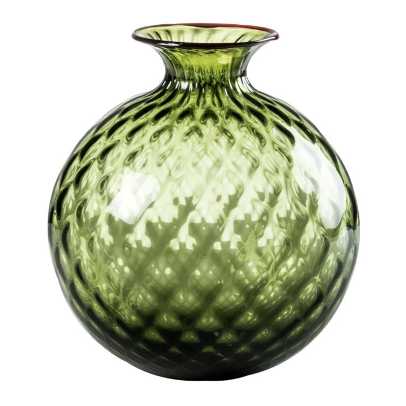 21st Century Monofiori Balloton Medium Glass Vase in Apple Green by Venini For Sale