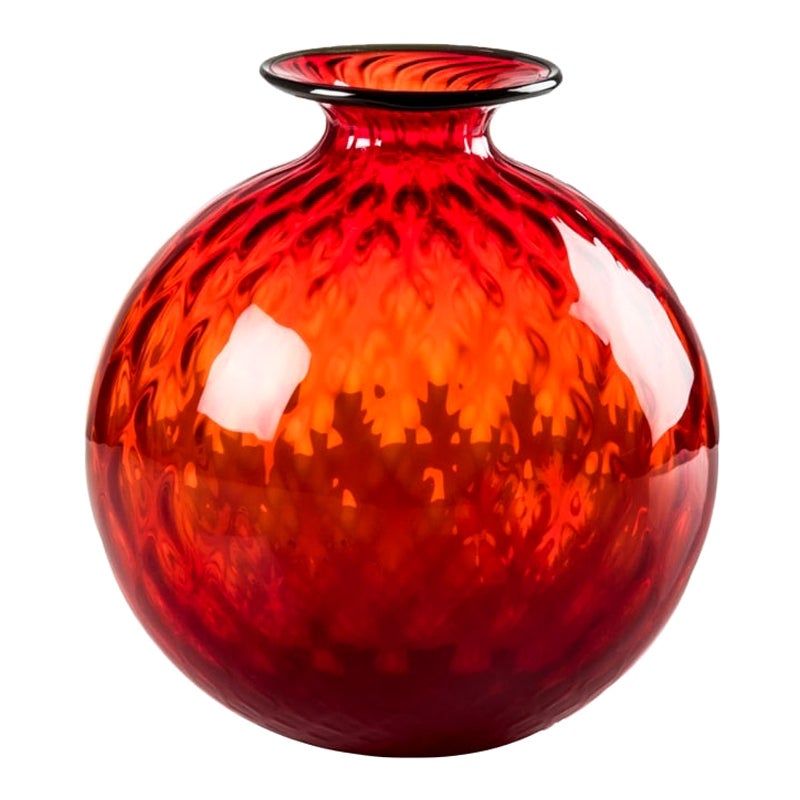 Vase en verre monofiori Balloton rouge du 21e siècle de Venini