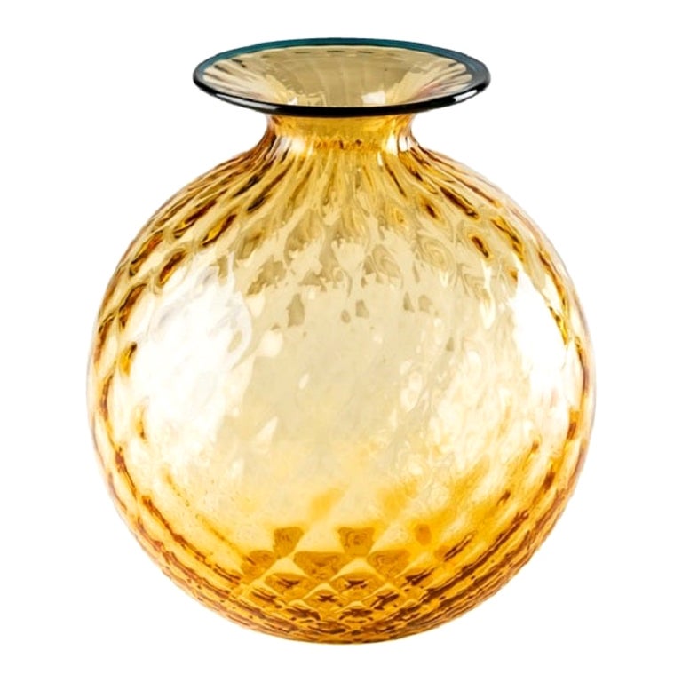 Vase en verre monofiori Balloton du 21e siècle en ambre/horizon de Venini