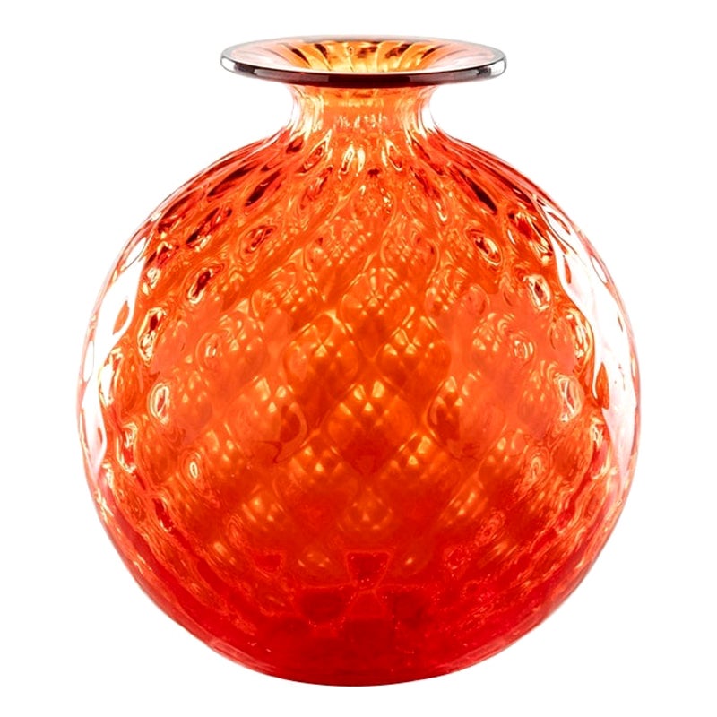 Vase en verre monofiori Balloton du 21e siècle en orange/rouge de Venini