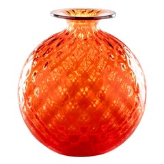Vase en verre monofiori Balloton du 21e siècle en orange/rouge de Venini