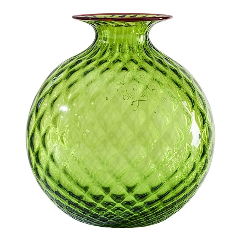 21st Century Monofiori Balloton Medium Glass Vase in Grass Green/Red by Venini For Sale