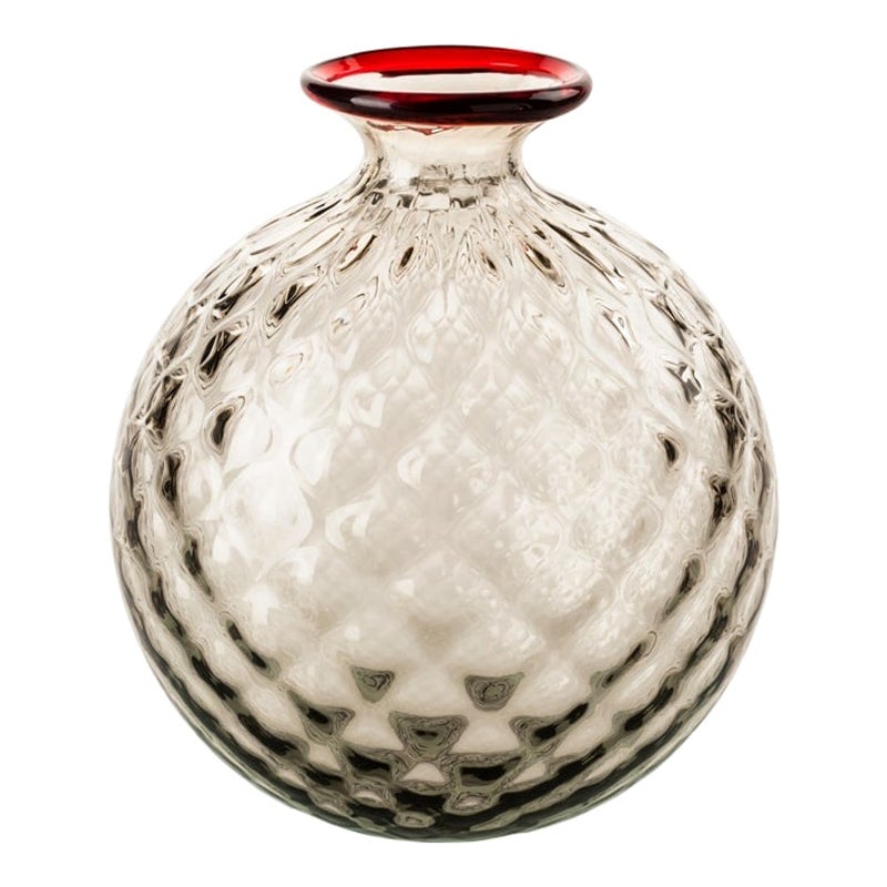 21st Century Monofiori Balloton Medium Glass Vase in Grey-Red by Venini For Sale