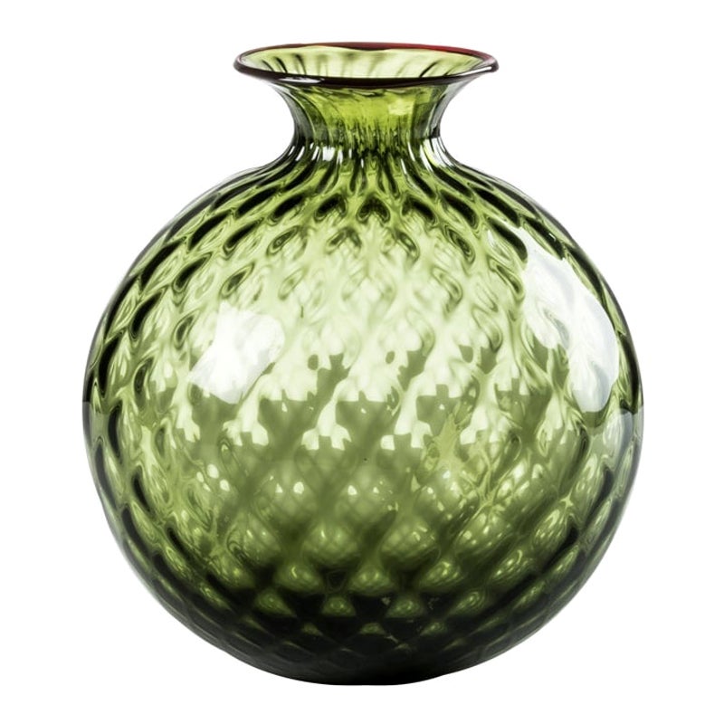 21st Century Monofiori Balloton Large Glass Vase in Apple Green by Venini For Sale