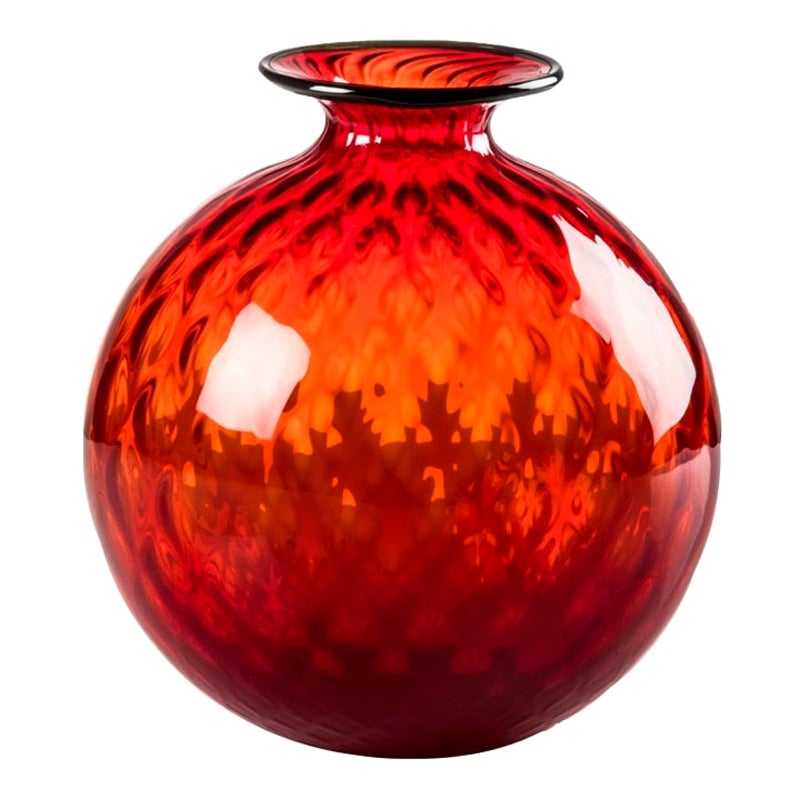 Grand vase en verre rouge Monofiori Balloton du 21e siècle par Venini
