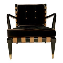 Mid-Century Strap Lounge Chair in the style of Robsjohn Gibbings