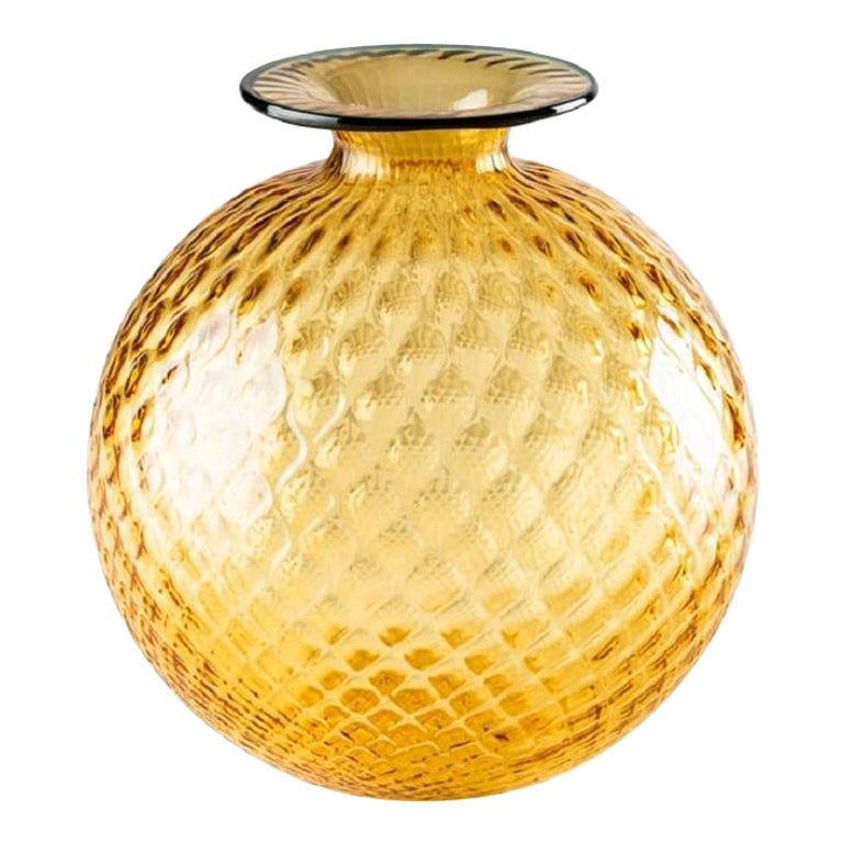 Grand vase en verre Monofiori Balloton du 21e siècle en ambre/horizon par Venini en vente