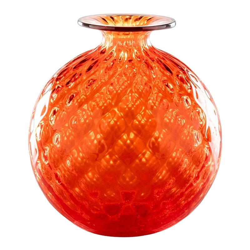 21st Century Monofiori Balloton Large Glass Vase in Orange/Red by Venini For Sale