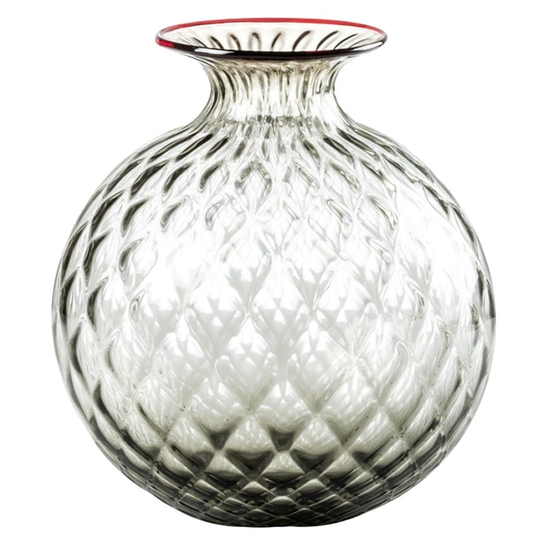 Grand vase en verre Monofiori Balloton gris/rouge du 21e siècle par Venini en vente